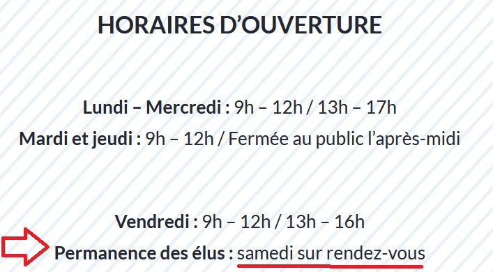 horaires de la mairie